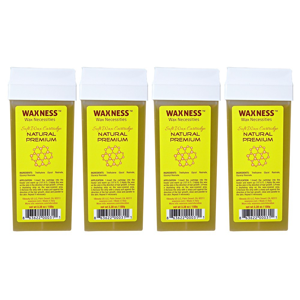 Waxness Natural Premium Soft Wax Cartridge 3.38oz / 100g Pack of 4