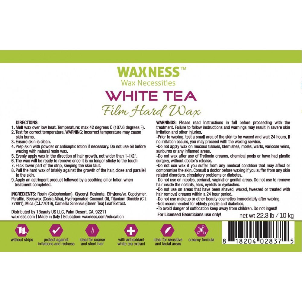 Professional Premium Hard Wax Beads White Tea Bulk 22 lb/10 kg