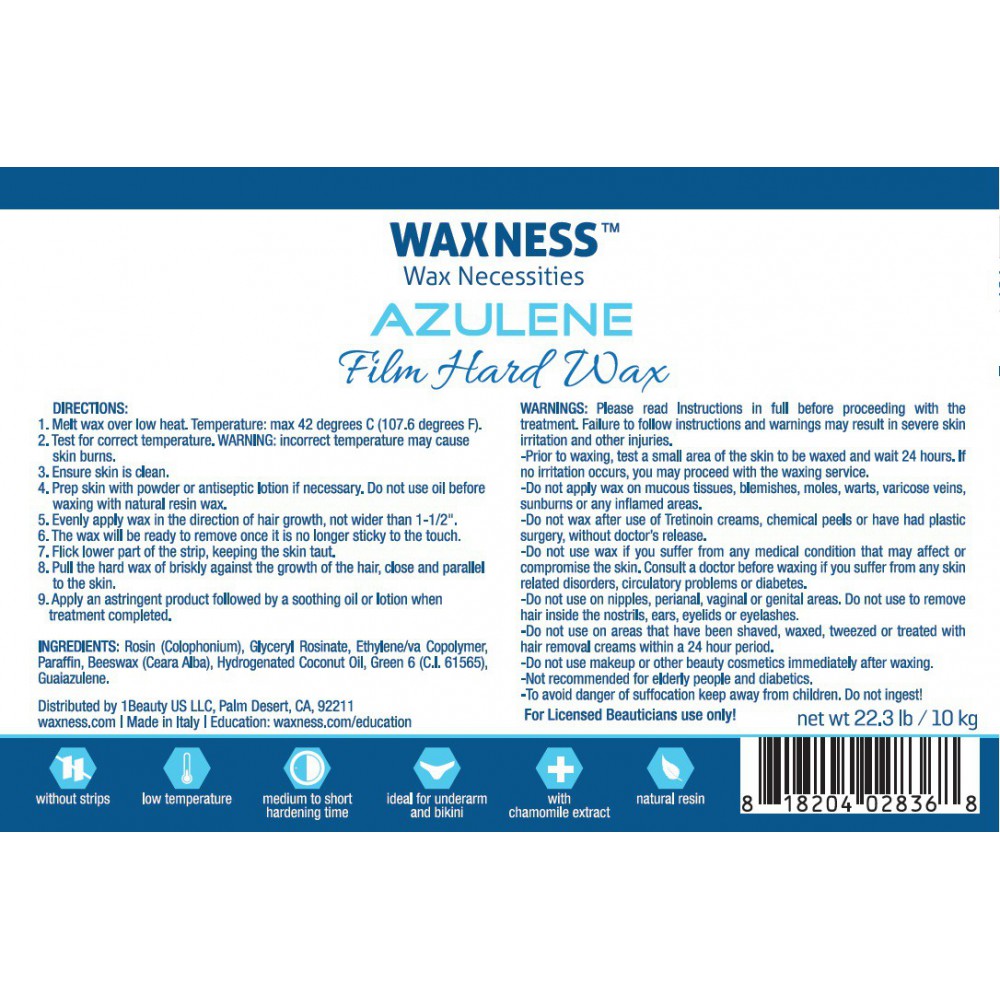 Waxness  Hard Wax Beads Azulene Bulk 22 lb / 10 kg