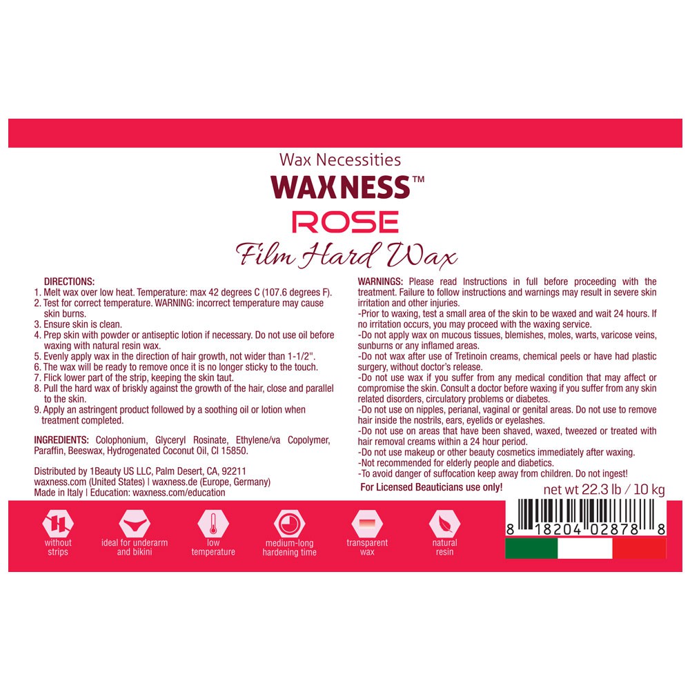 Waxness Film Hard Wax Rose Bulk 22 lb / 10 kg