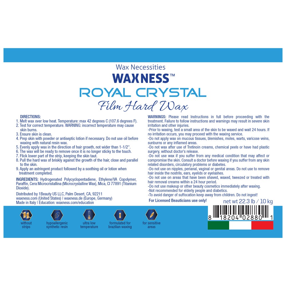 Waxness Premium Luxury Hard Wax Royal Crystal 19.8 lb / 8.98 kg