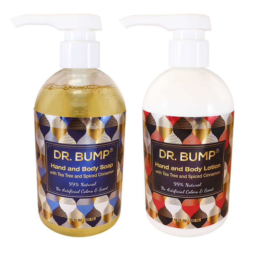 Waxness Dr. Bump Hand and Body Soap and Lotion Kit with Tea Tree and Spiced Cinnamon Holiday Edition 2 X 16 fl oz 480 ml