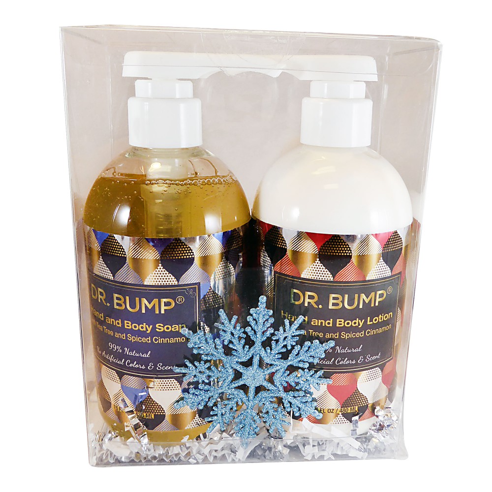 Waxness Dr. Bump Hand and Body Soap and Lotion Kit with Tea Tree and Spiced Cinnamon Holiday Edition 2 X 16 fl oz 480 ml