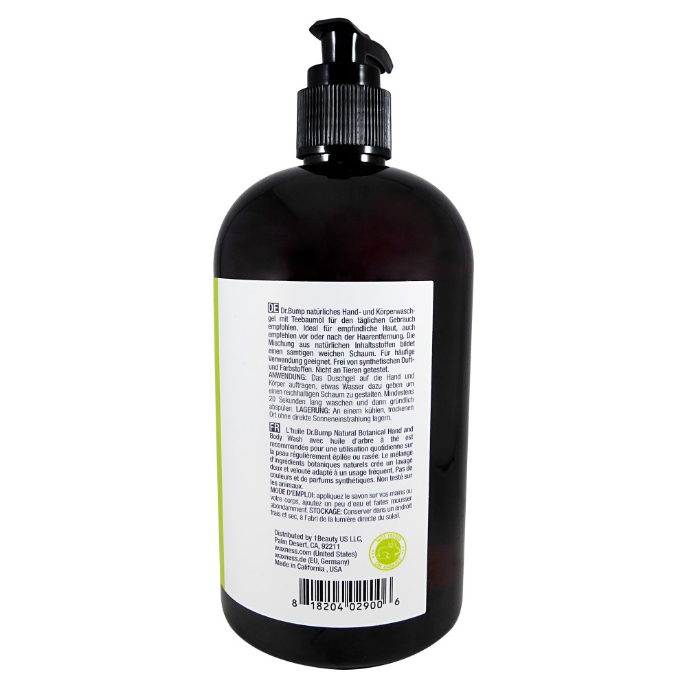 Waxness Dr. Bump Natural Botanical Hand and Body Wash with Tea Tree and Lemongrass 16 fl oz 480 ml