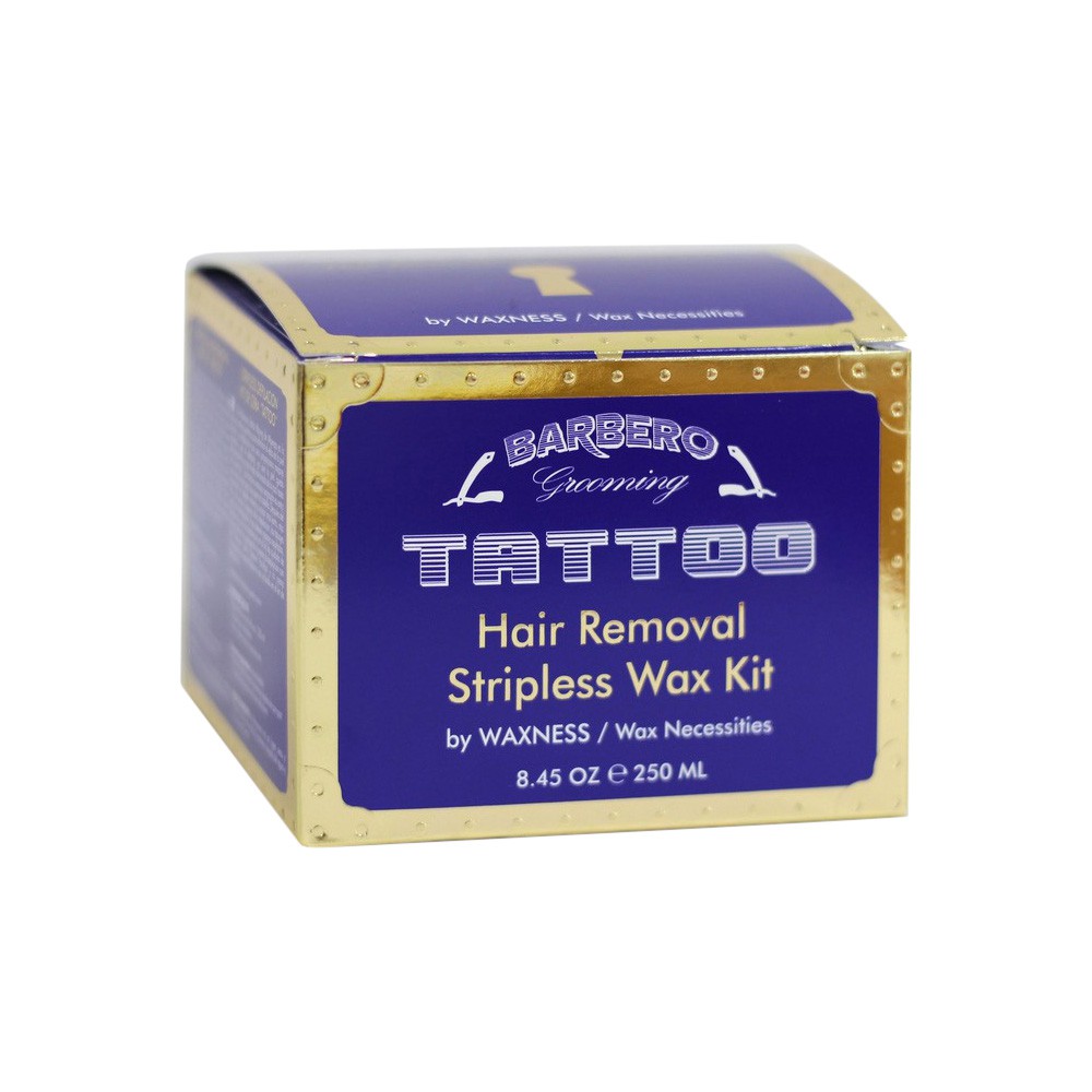 Waxness Barbero Grooming Microwavable Tattoo Hair Removal Stripless Wax Kit 8.45 oz