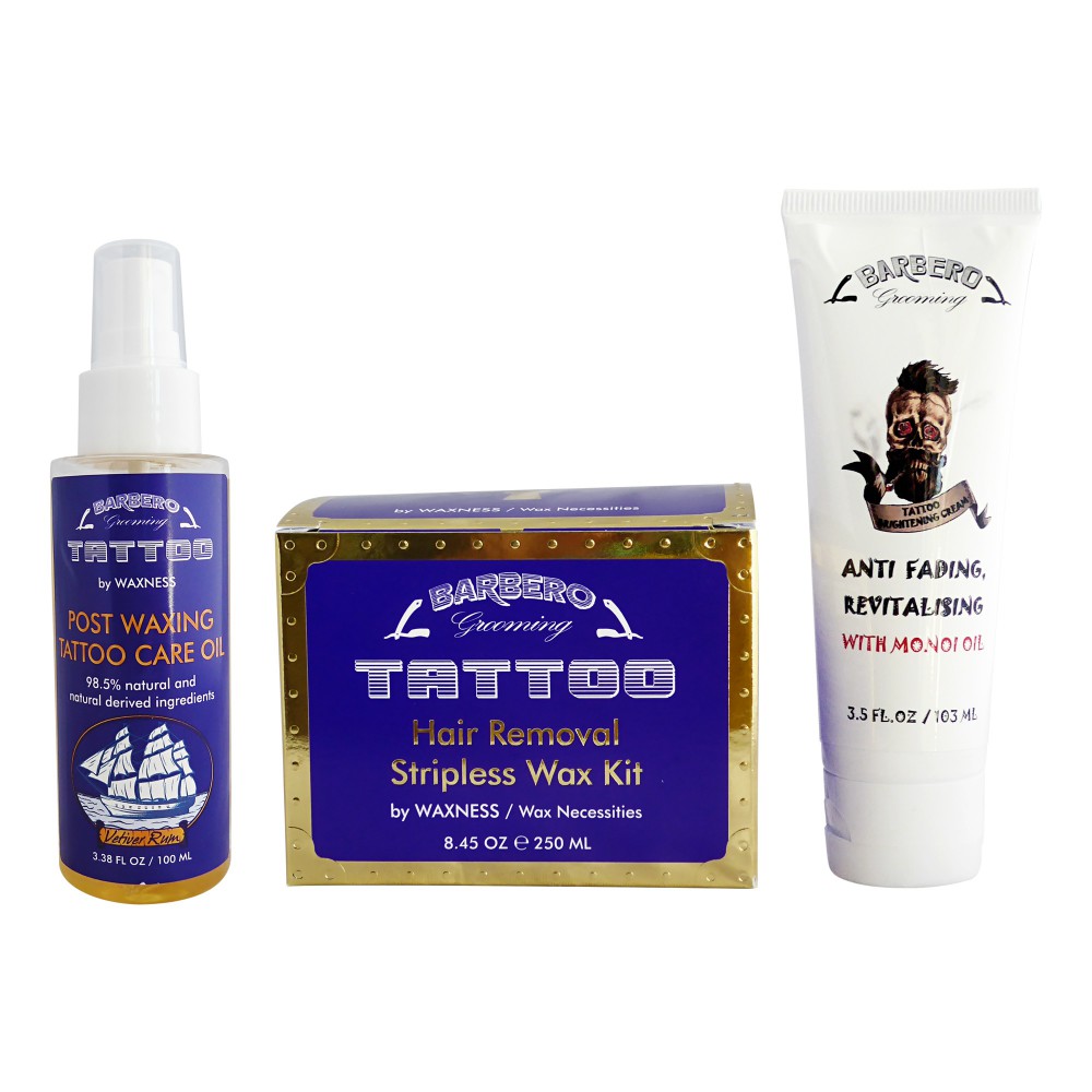 Waxness Barbero Grooming Complete Tattoo Care Kit, Hair Removal, Nourishing, Brightening