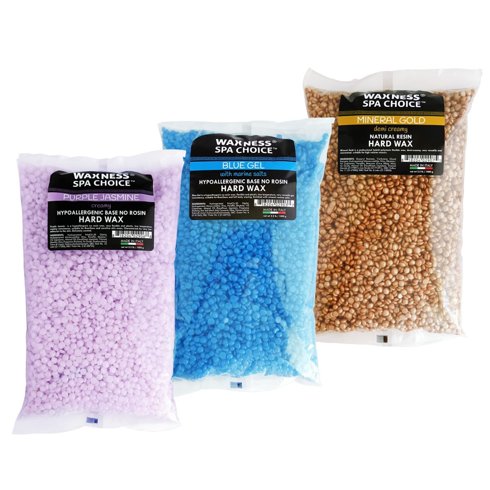 Waxness Spa Choice Assorted Hard Wax Beads 2.2 lb / 1 kg Pack of 3