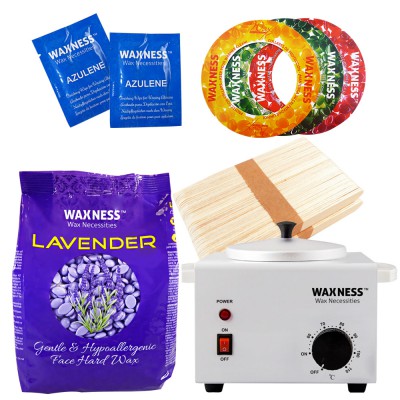 Face Lavender Stripless Waxing Kit with 0.8 Lb / 400 G Wax Bag