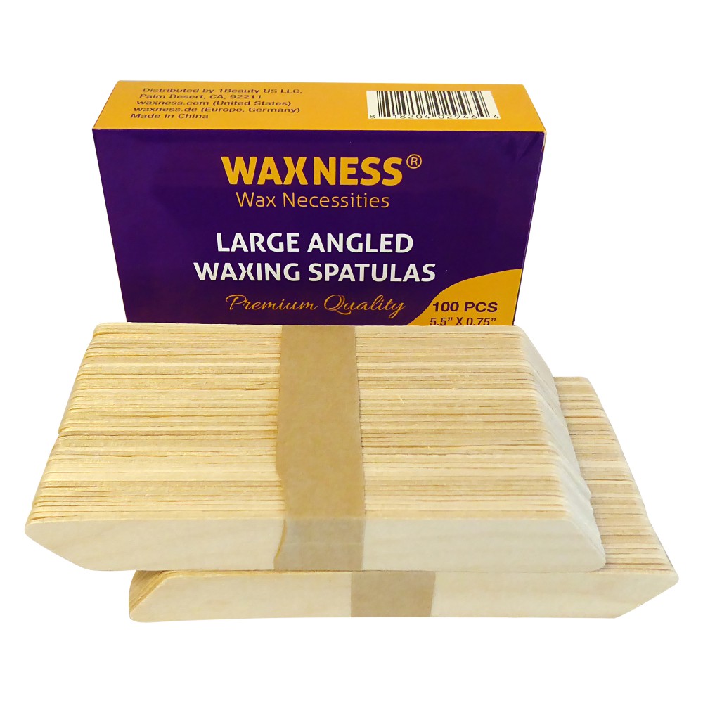 Waxness Body Waxing Wooden Angled Spatula Applicator 100pk Pack of 5