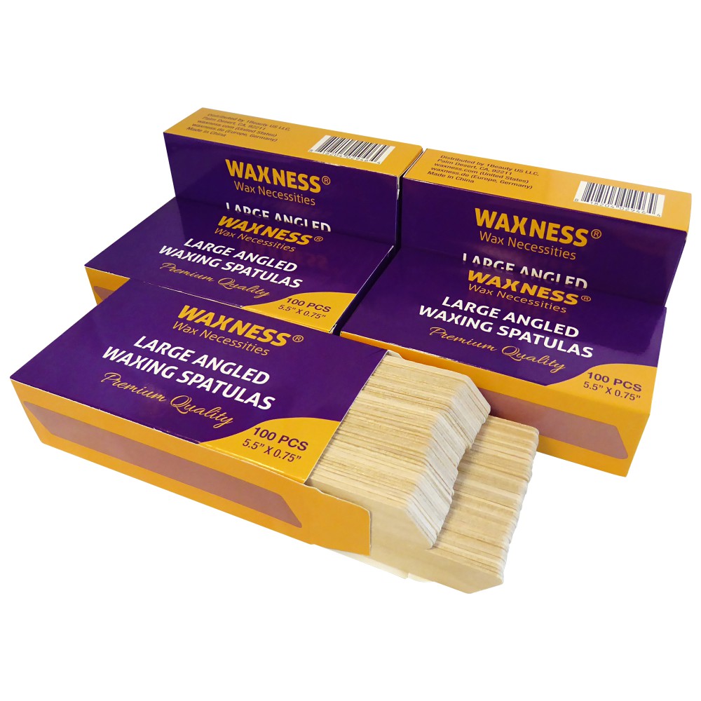 Waxness Body Waxing Wooden Angled Spatula Applicator 100pk Pack of 5