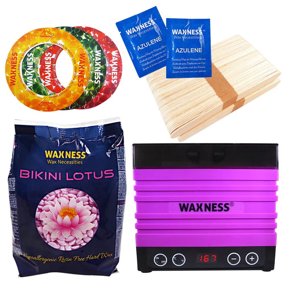 Waxness Premium Luxury Bikini Lotus Stripless Waxing Kit with 14 oz / 0.4 kg Wax Bag