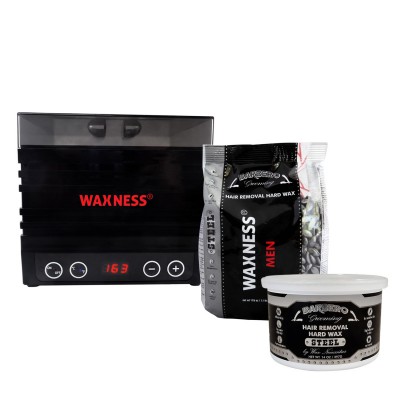 Barbero Depilatory Hard Wax Kit with W-CUBE Black Digital Warmer