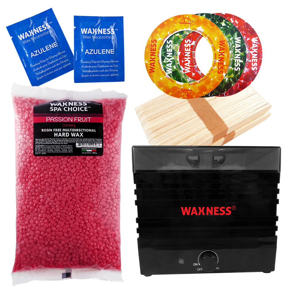 Passion Fruit  Stripless Waxing Kit with W-CUBE Black Warmer and 1.65 lb 0.74 kg Wax Bag