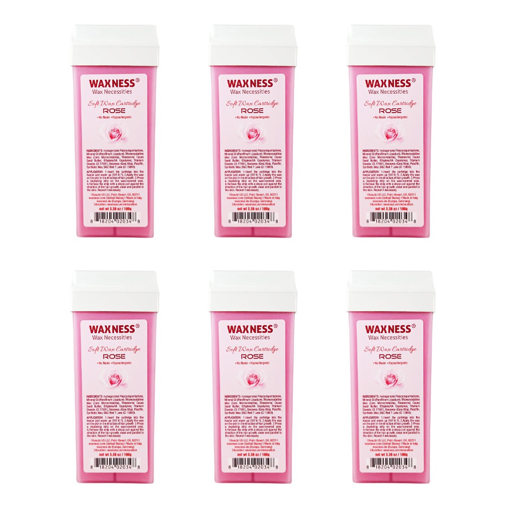 Waxness Rose Soft Wax Cartridge 3.38 oz 100 g Pack of 6