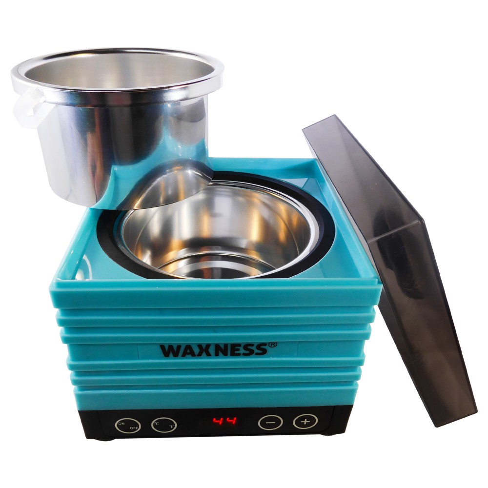 Waxness Premium Teal Dream Professional Stripless Waxing Kit with W-CUBE Teal Warmer and  1.65 lb 0.74 kg Wax Bag