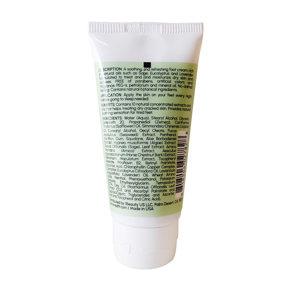 Epifit Natural Foot Cream for Dry Skin and Calluses with Sage, Eucalyptus and Lavender 2 fl oz