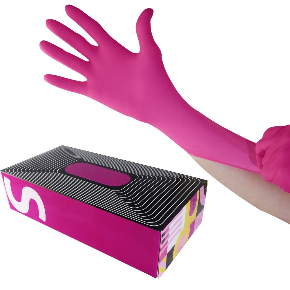 Waxness Cosmetology Nitrile Gloves Pink, Small, 100 pcs / box