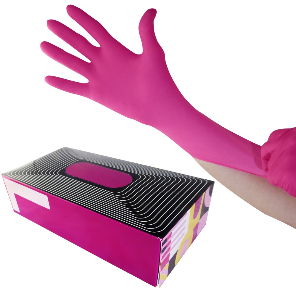 Waxness Cosmetology Nitrile Gloves Pink, Large, 100 pcs / box