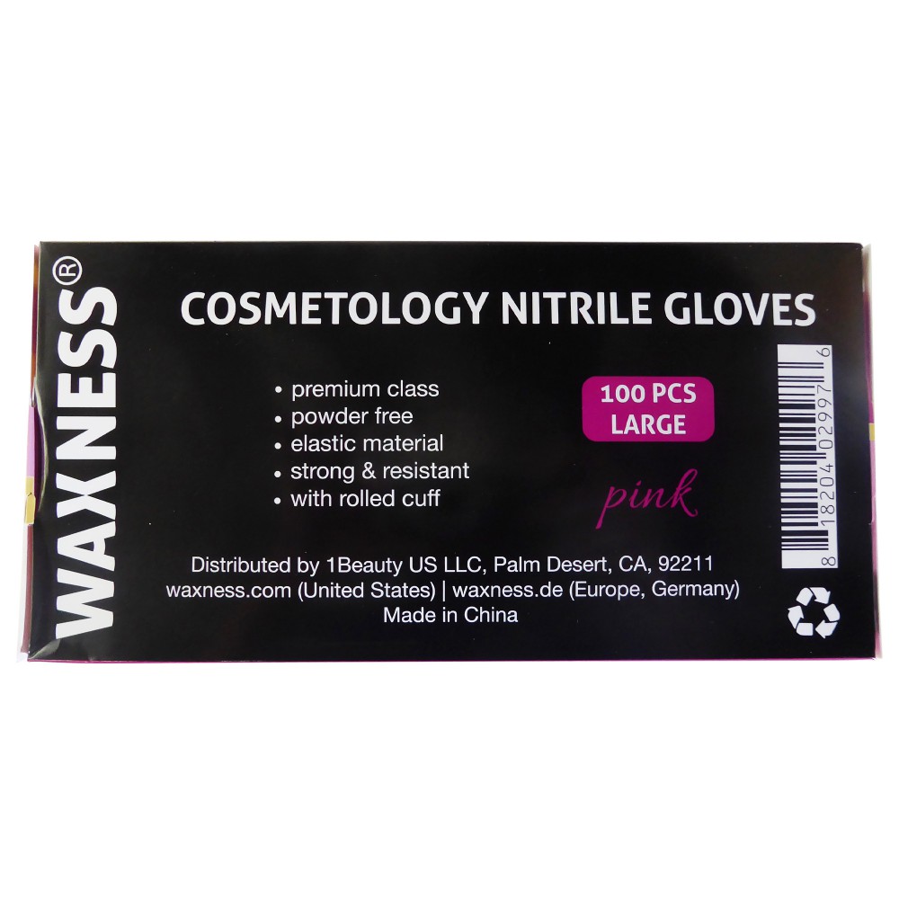 Waxness Cosmetology Nitrile Gloves Pink, Large, 100 pcs / box