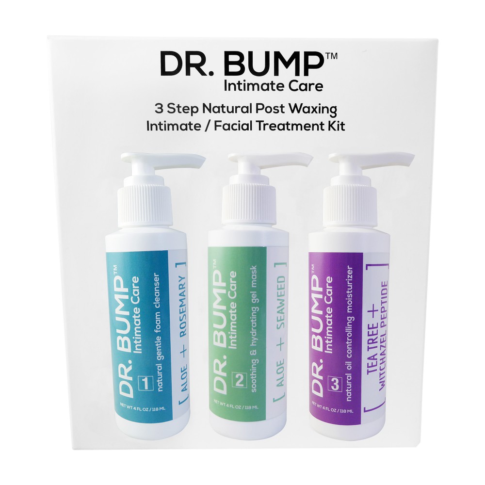 Dr. Bump 3 Step Natural Post Waxing Vajacial Intimate / Facial Treatment Kit 3 X 4 fl oz / 118 ml