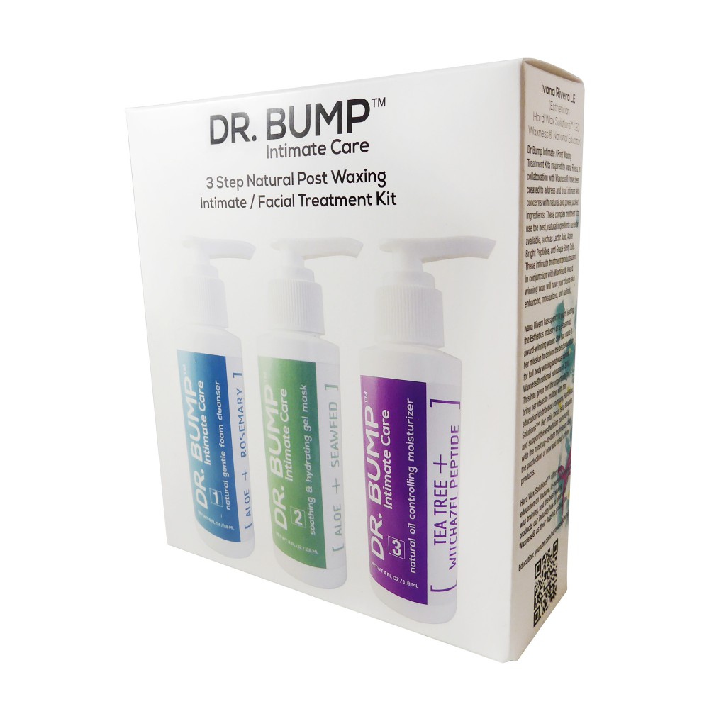 Dr. Bump 3 Step Natural Post Waxing Vajacial Intimate / Facial Treatment Kit 3 X 4 fl oz / 118 ml