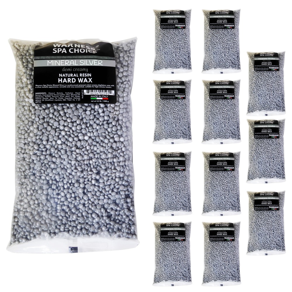 Spa Choice Mineral Silver Demi Creamy Hard Wax Beads 2.2 lb / 1 kg Bulk Pack of 12