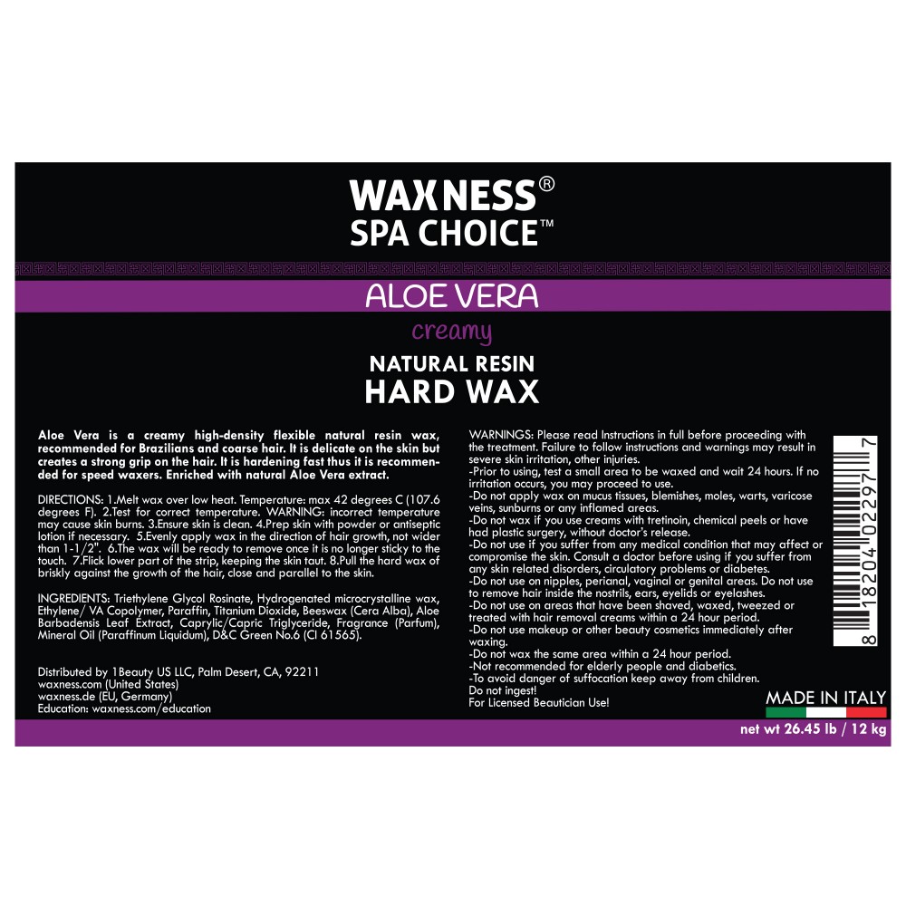 Waxness Spa Choice Aloe Vera Hard Wax Beads 2.2 lb / 1 kg