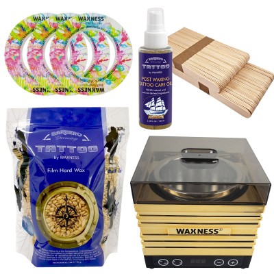 Premium Gold Stripless Waxing Kit with W-CUBE Gold Warmer and 1.65 lb 0.74 kg Wax Bag