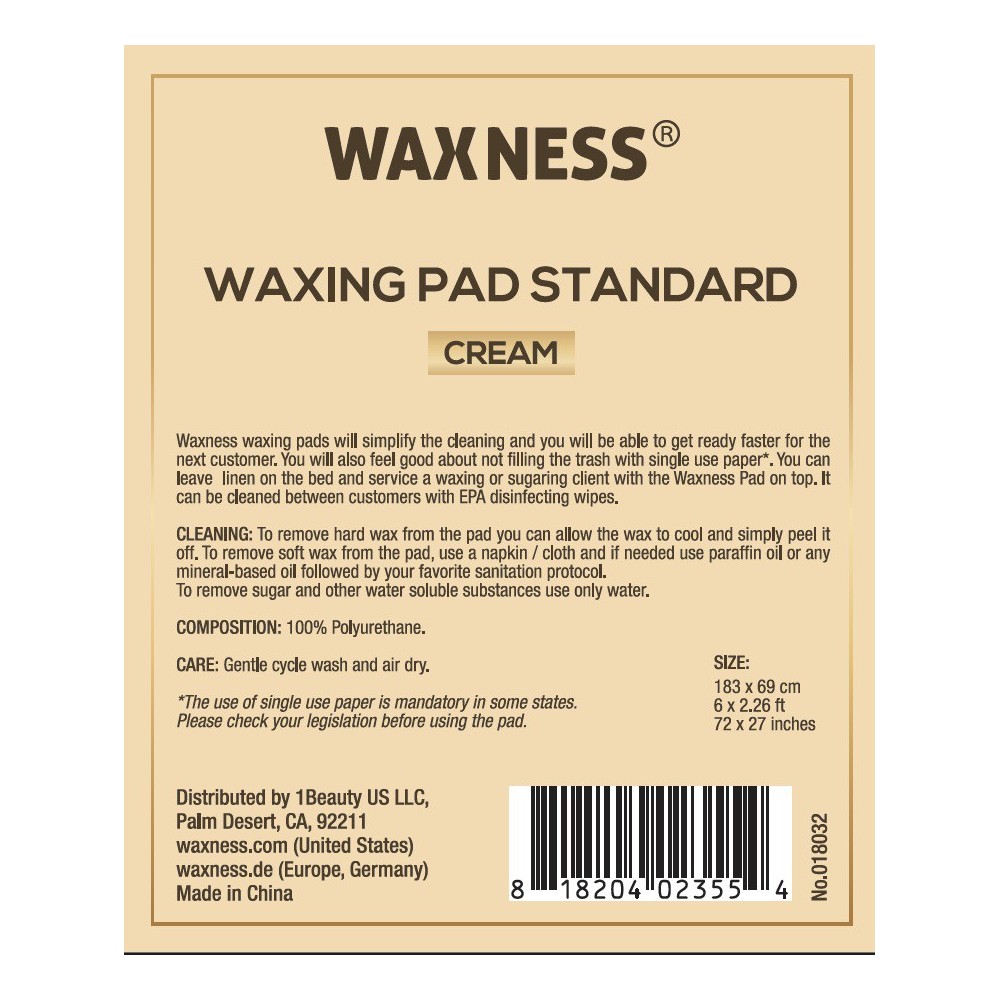 Non-Sticky Sugaring and Waxing Pad Standard 72" X 27" Cream