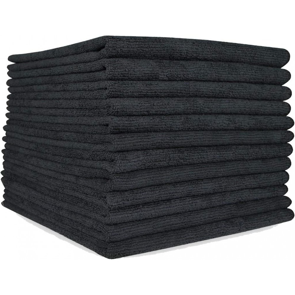 Premium Soft Thick Extra Absorbent Microfiber Cosmetic Towel 16” X 29” 400 GSM Black, Pack of 10