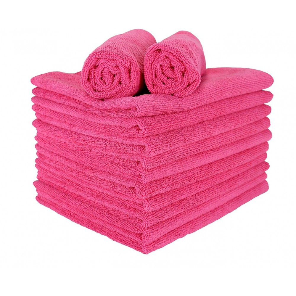 Premium Soft Thick Extra Absorbent Microfiber Cosmetic Towel 16” X 29” 400 GSM Pink, Pack of 10