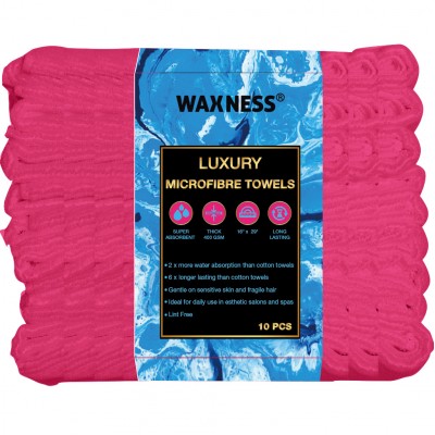 Premium Soft Thick Extra Absorbent Microfiber Cosmetic Towel 16” X 29” 400 GSM Pink, Pack of 10