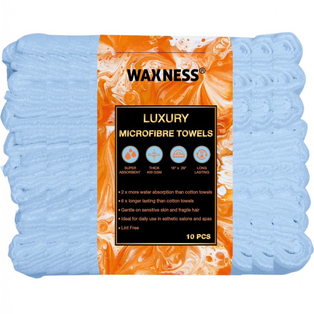 Premium Soft Thick Extra Absorbent Microfiber Cosmetic Towel 16” X 29” 400 GSM Blue, Pack of 10