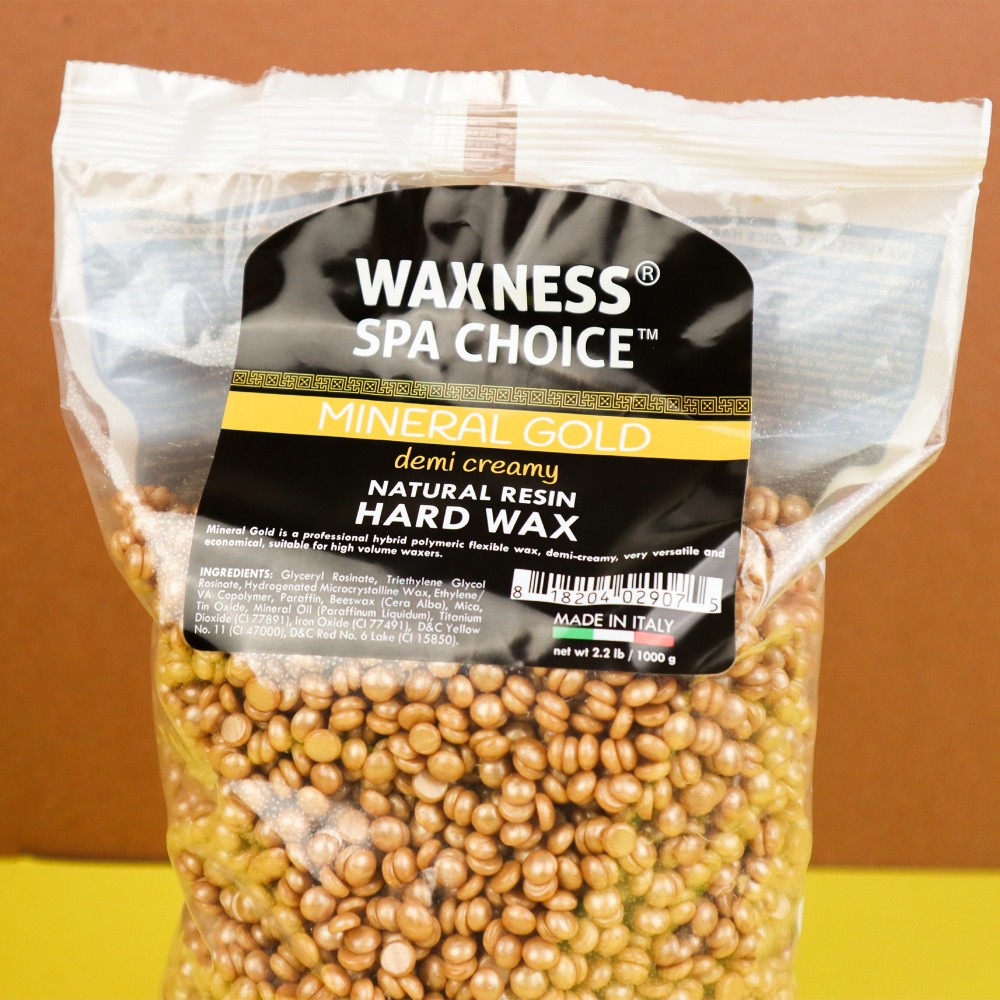 Waxness Spa Choice Mineral Gold Demi Creamy Hard Wax Beads 2.2 lb / 1 kg