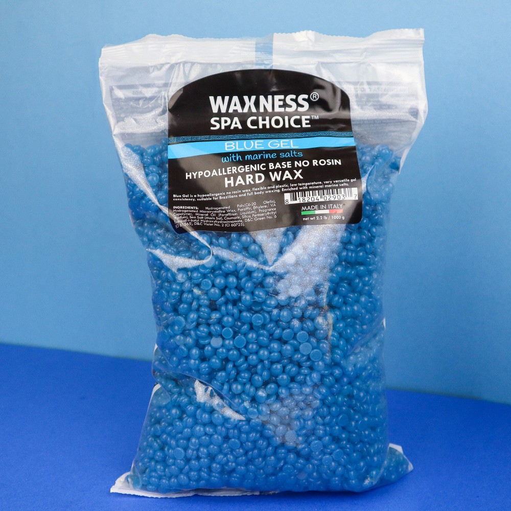 Waxness Spa Choice No Rosin Blue Gel Hard Wax Beads with Marine Salts 2.2 lb / 1 kg