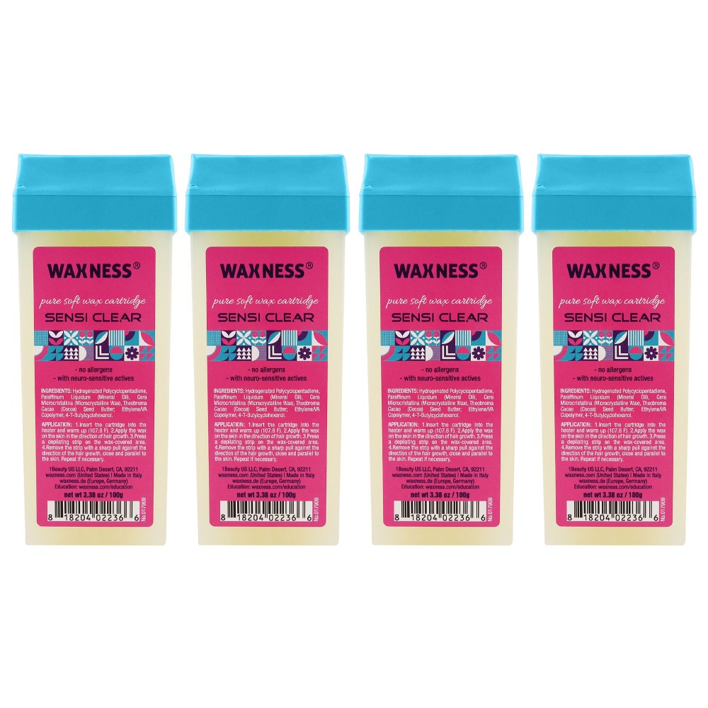 Waxness Sensi Clear Pure Soft Wax Cartridge 3.38 oz 100 g Pack of 4