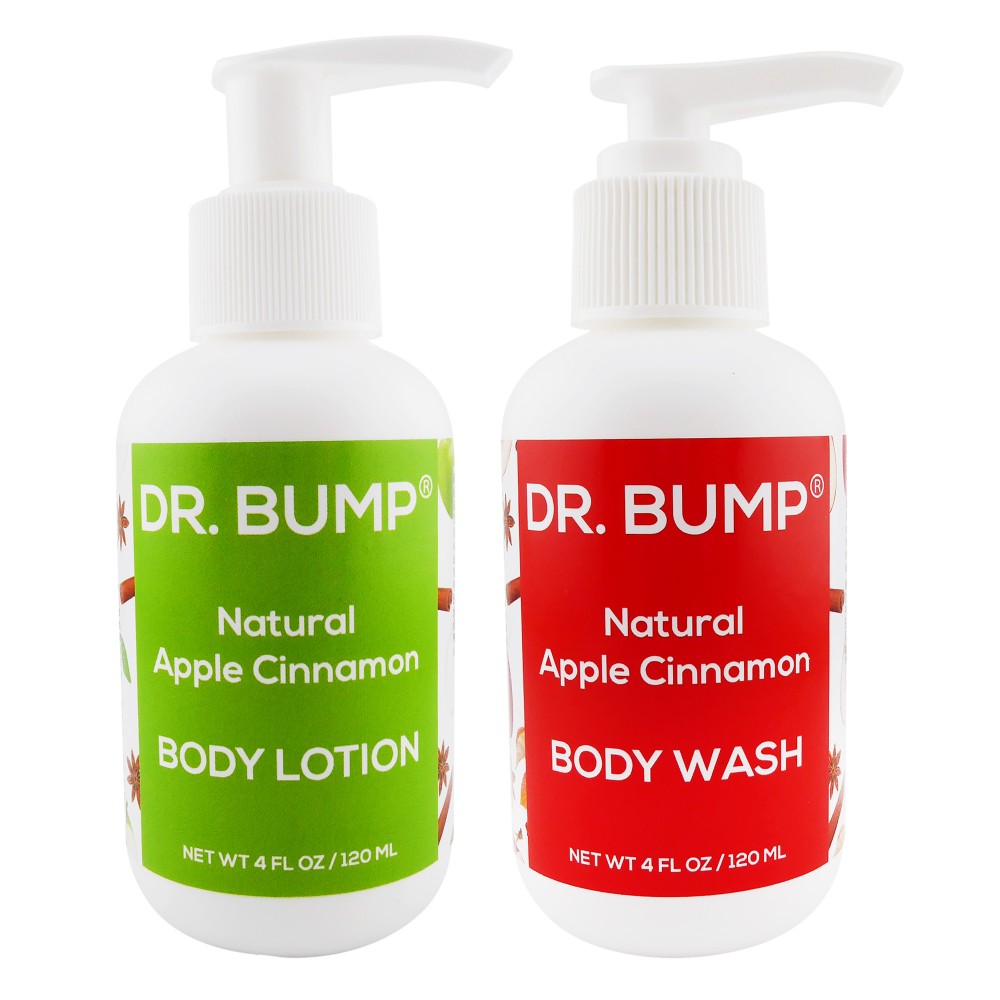 Dr. Bump Holiday Gift Set Natural Apple Cinnamon Body Wash and Lotion 2 X 4 fl oz / 120 ml